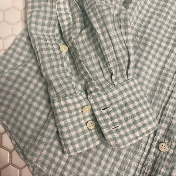 The Perfect Shirt By J. Crew 99% Cotton Size M Light Blue Green Textured Gingham - Picture 3 of 5
